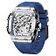 Blue silicone strap ＆Silver dial