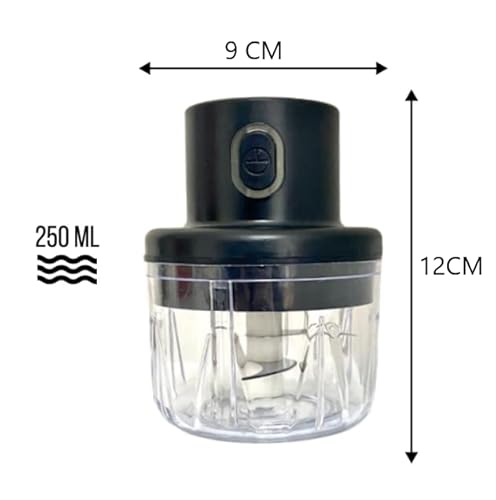 Mini Processador Elétrico Triturador De Alimentos USB 3 Lâminas 250ml (Preto)
