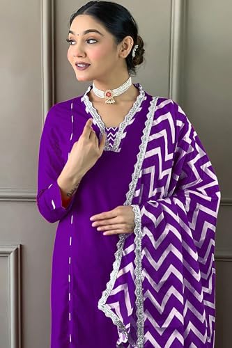 Image of Jwalin Women's Chinon Silk Kurta Pant Set with Dupatta