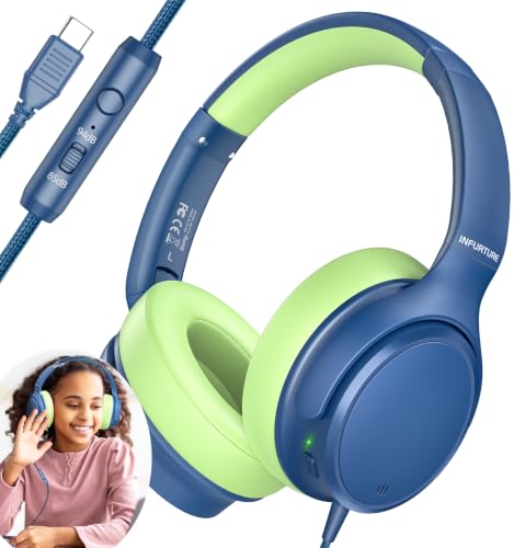 INFURTURE Kids Headphones USB C Over Ear with Active...