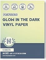 High-Quality Sheets: Five premium sheets of Glow In The Dark Vinyl Sticker Paper, measuring 8.25 x 11.75 inches; perfect for printing your own stickers and labels on an inkjet printer Durable and Long-Lasting: Scratch and tear resistant, our vinyl st...