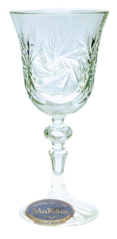 MaRika Zestaw kryształowych kieliszków do wina, 170 ml, klasyczne, ręcznie wykonane, 6 szt. – eleganckie kieliszki do wina, idealne do czerwonego wina, białego wina i jako prezent