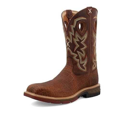 Twisted X Men’s 12” Pull-On Work Boot - Cowboy Boots Crafted with Molded Rubber Outsole, Full-Grain Leather Vamp and Shaft, Waterproof Interior Lining, Full-Length Composite Insole, and Air-Mesh Lined Shaft, Tan & Tan 8 EE