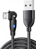 オーディオファン Micro USB ケーブル Ｌ字型 180度回転 急速充電 高速データ転送 マイクロ USB ケーブル 強化TPE製 USB Type A to マイクロb ケーブル Micro充電コード スマホ充電ケーブル Type-B PS4 コントローラー イヤホン USBコード 充電ケーブル タイプbケーブル 長い 2m ブラック