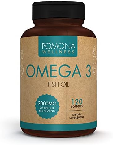 Pomona Wellness Fish Oil Supplement with Omega 3 Fatty Acids, EPA/DHA, Supports Cardiovascular Heart Health and Brain Nervous System Health, 120 Burpless Softgels