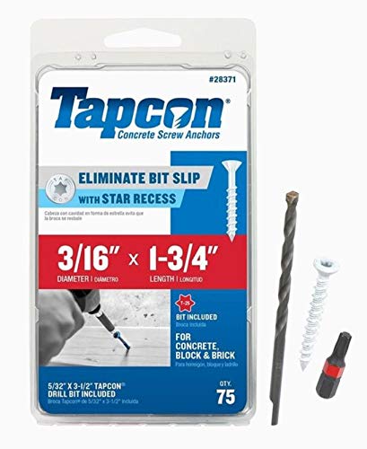 Tapcon 28371 3/16x1-3/4 White Star Drive Bugle Head Concrete Anchors 75/Box - Thumbnail 2