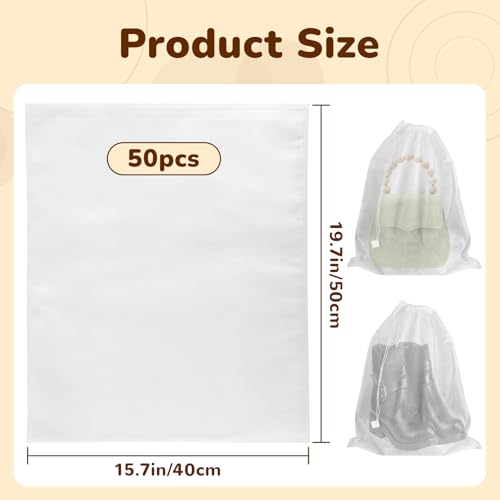 Purse Storage Dust Bags for Handbags Non Woven Bags Shoe Bags for Travel Shoes Organizer for Closet 50 Pcs(15.7 inx19.7 in)2
