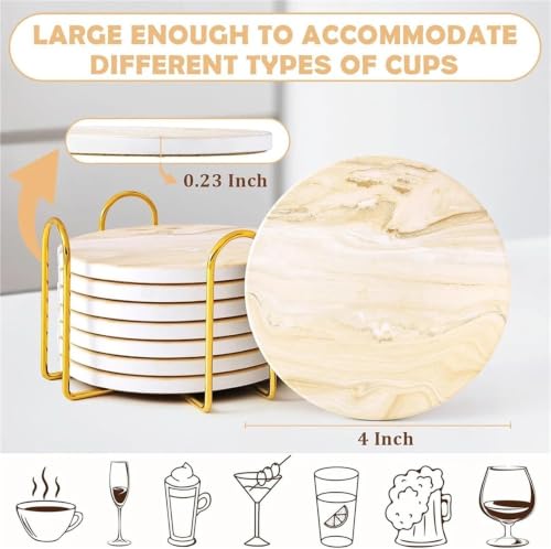 Sous-verres céramique marbre x6 avec support pour table basse - 7