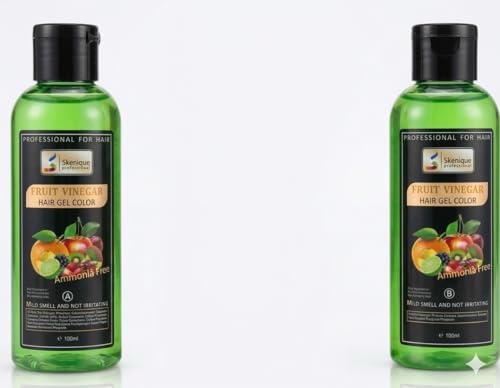 Image of Fruit Vinegar Hair Gel Color 200 ML for Men, Women Natural Hair Color Dye for Black Hair Dye (100ml x 2) - Black