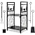 MYFIREPLACEDIRECT Firewood Rack with 4 Fireplace Tools, Fireplace Tool Sets Log Rack Outdoor Heavy-Duty Log Wood Storage Accessory for Indoor Fire Pit Wood Holders with Shovel, Poker, Tongs, Broom
