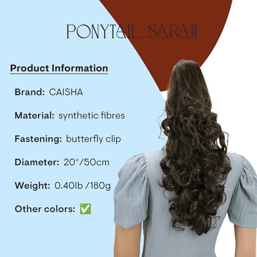 CAISHA 50cm Warkocz Kucyk Przedłużanie Włosów Obszernie Faliste Brunetka H65