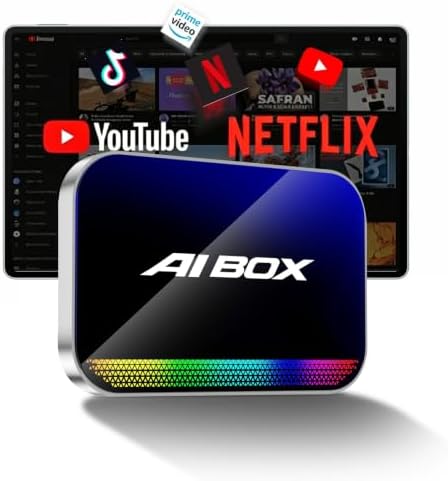 Wireless CarPlay Android Auto Adapter, AI Magic Box Supports Netflix, YouTube & TikTok, Built-in Play Store and HD Screen Mirroring