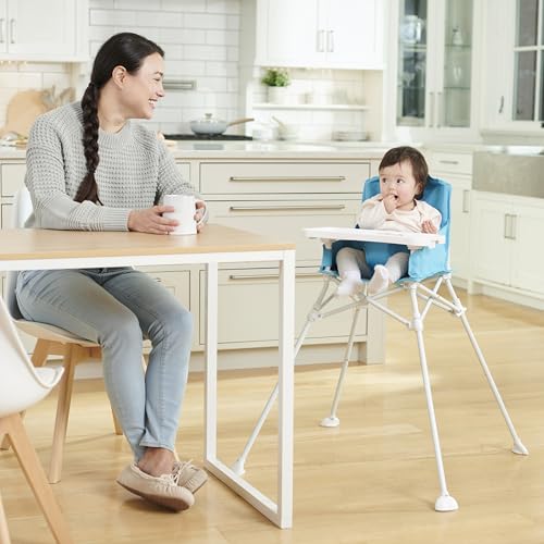 Image of Regalo My Portable High Chair, Foldable High Chair for Babies & Toddlers, Indoor /Outdoor Baby Chair, Travel High Chair with Tray & Cup Holder, Aqua