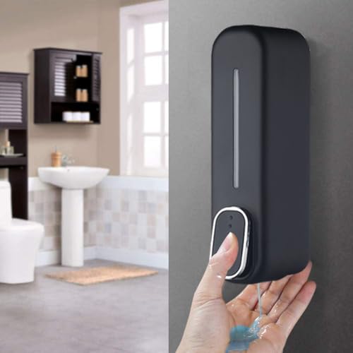 Image of Liquid Soap Dispenser Wall Mounted for Bathroom & Wash Basin | Handwash Bottle Holder, Shampoo & Sanitizer Dispenser for Kitchen, Toilet & Shower Use (Pearl Black) (350ML)