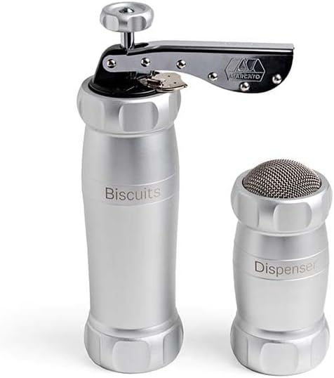 Marcato Cookie Kit with Biscuit Maker and Decorating Dispenser, Silver, 2-Piece Set