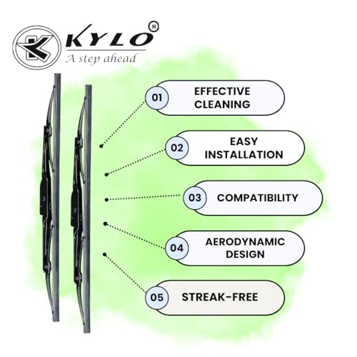 Image of Kylo Windshield Wiper for Hyundai i20 Model /Conventional and Traditional Windshield Scratch Proof Metal Wiper Blades Suitable for Hyundai i20 Model (Driver Side-24 inch, Passenger Side-16 inch)