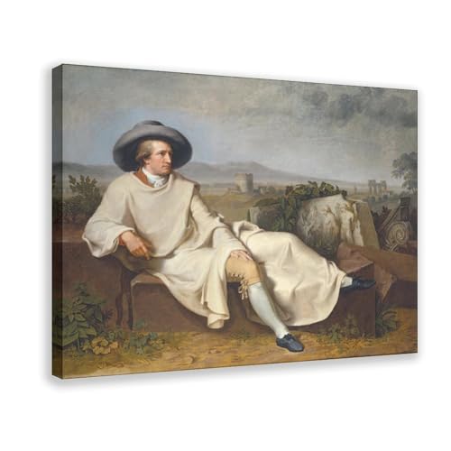 Goethe in The Roman Campagna 1787 : Impression sur toile Tischbein avec cadre suspendu 61 cm