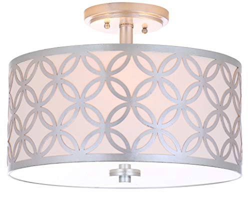 Safavieh Collection Cecily Leaf Trellis 3 15" Flush Mount Light, 0, Silver - Image 5
