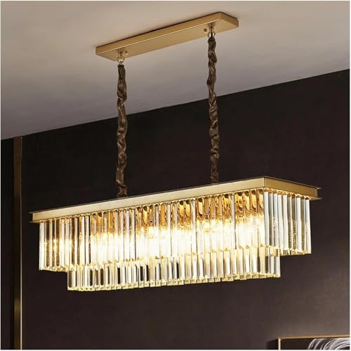 Suspension en cristal rectangulaire noire et dorée pour éclairer votre cuisine et chambre