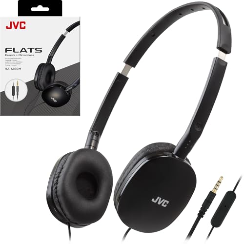 JVC Flats On-Ear Wired Headphones - Flat Foldable Design - 30mm Driver for Powerful Sound - Soft Ear-Pads for Comfort – Steel Headband - Lightweight & Portable - PC/Laptop/Gaming - 3.5mm Slim Plug