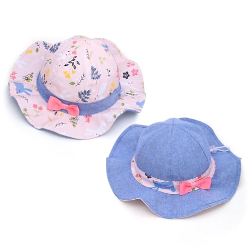 2 Pack Baby Sun Hat for Boys and Girls,Toddler Kids Summer Wide Brim Hats for Outdoor Outdoor Anti-UV2