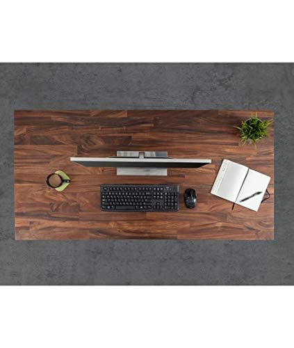 Image of Stand Up Desk Store Solid Wood Top Electric Adjustable Height Standing Desk with Programmable Memory (White Frame /Walnut Top, 60 inch Wide)