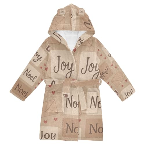 GuoChe Seamless Christmas Cards Pattern Childrens Bathrobe Hooded Robe