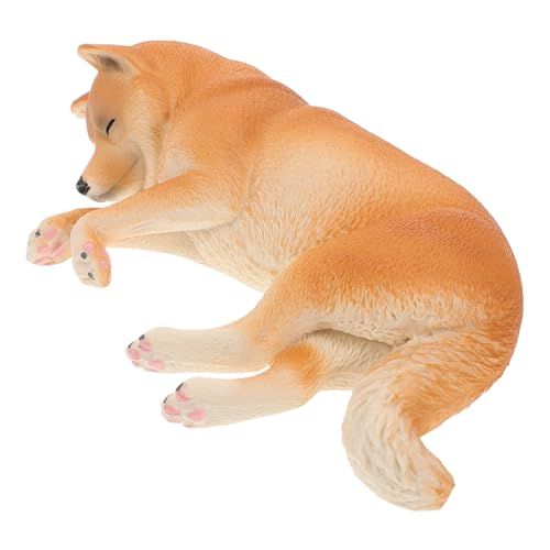 NUOLUX リアルな柴犬模型 睡眠ポーズの犬フィギュア プラスチック製ペット置物 向け認知教育用インテリア飾り