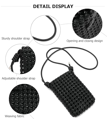 myfriday Woven Leather Crossbody Phone Bag for Women, Small Sling Shoulder Purse Trendy Summer Bag with Buckle Closure4