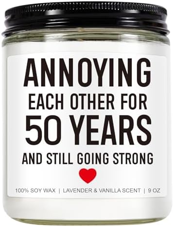 50 Years Candle, 50th Wedding Anniversary, Gifts for Parents, 50th Anniversary, Gifts for Couple, 50 Year Anniversary, Gifts for Husband, Wife, Friends, Funny Gifts, Golden Anniversary