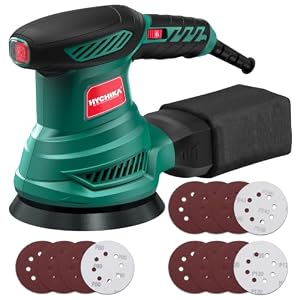 HYCHIKA Orbital Sander, 300W 13000RPM Random Orbital Sander, 6 Variable Speeds, 125mm 12Pcs Sandpapers, Electric Sander with Dust Collection Ideal for Sanding, Polishing Wood, DIY, Home Improvements