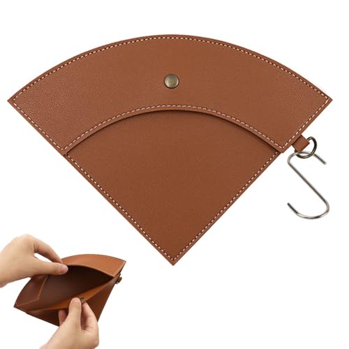 Ouliget Coffee Filter Holder, Reusable Hang Coffee Paper Filters Storage Bag for Cone shaped Filter Papers,Waterproof Leather Suitable for Outdoor Camping Traveling with Hook,Brown