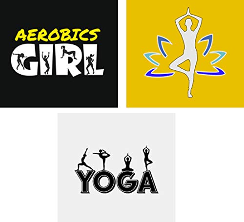 Image of Women's Regular Fit Knee Length Yoga Combo Cotton Graphic Printed Round Neck Pack of 3 with Yellow Yoga T Shirt