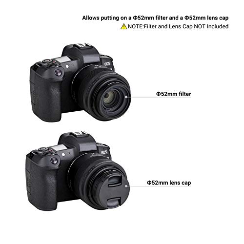 Image of JJC Metal Screw-in Lens Hood Shade, Compatible with Canon RF 35mm f1.8 Macro IS STM Lens, EW52 Replacement