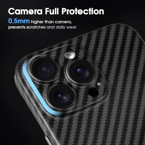 Image of CASEKUL Design for iPhone 16 Pro Max Case,Compatible with MagSafe Slim Flexible Carbon Fiber Case Shockproof Protective Phone Cover Magnetic Case for iPhone 16 Pro Max,Black