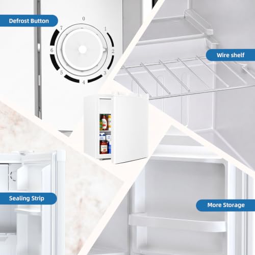 Image of Antarctic Star Compact Refrigerator Mini Fridge with Single Reversible Door,Wire Shelf,Defrost Button, for Bedroom /Office /Dorm,1.3 Cu. Ft,White