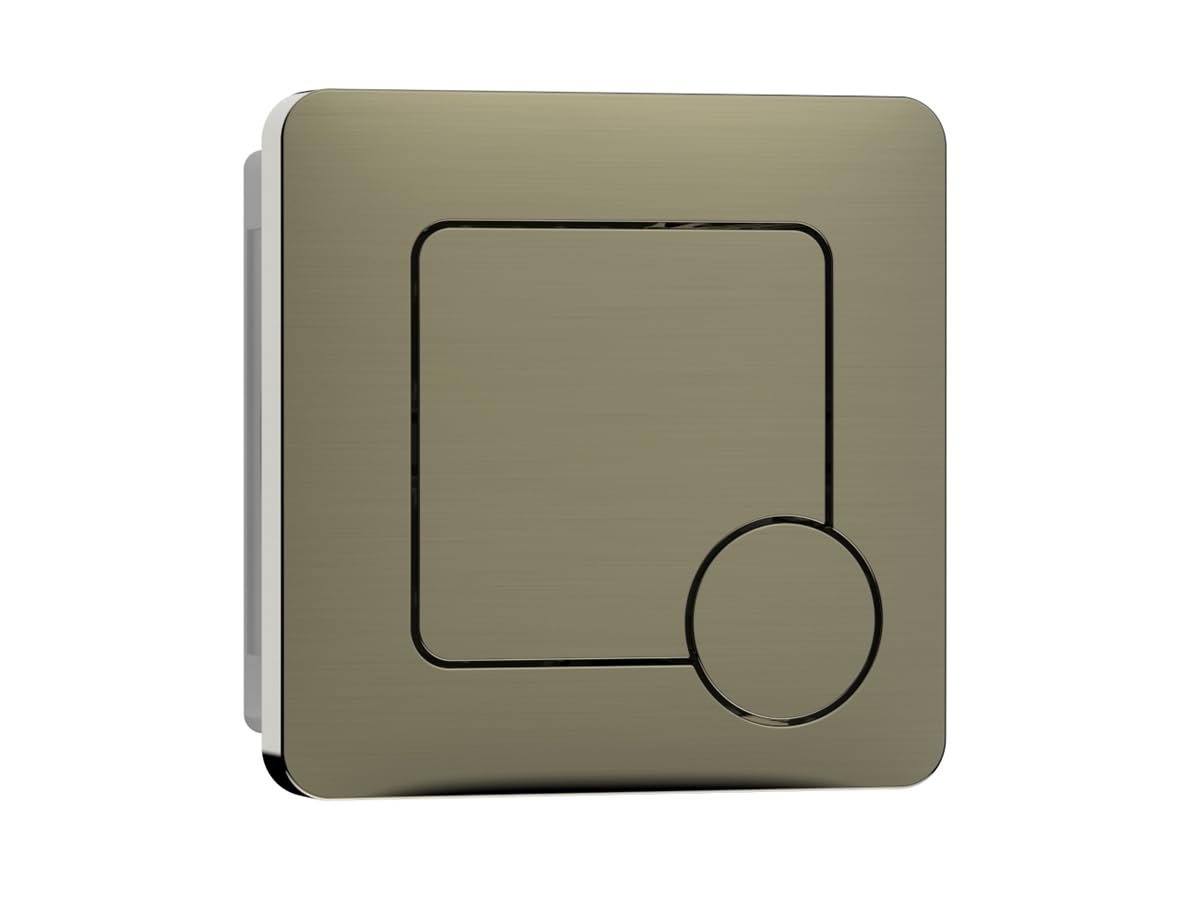 FLODE Square Push Button Flush Plate – Antique Brass Toilet Flush Button Panel – Modern Dual Flush Wall Plate for Concealed Cisterns – Easy Clean Bathroom Accessory
