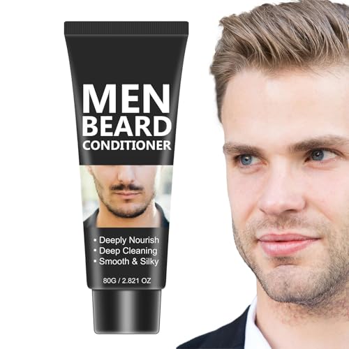 Acondicionador de barba de hombres, bálsamo de crecimiento de barba, champú hidratante, suaviza y fortalece la crema hidratante y espesante fáciles de usar para hombres para hombres