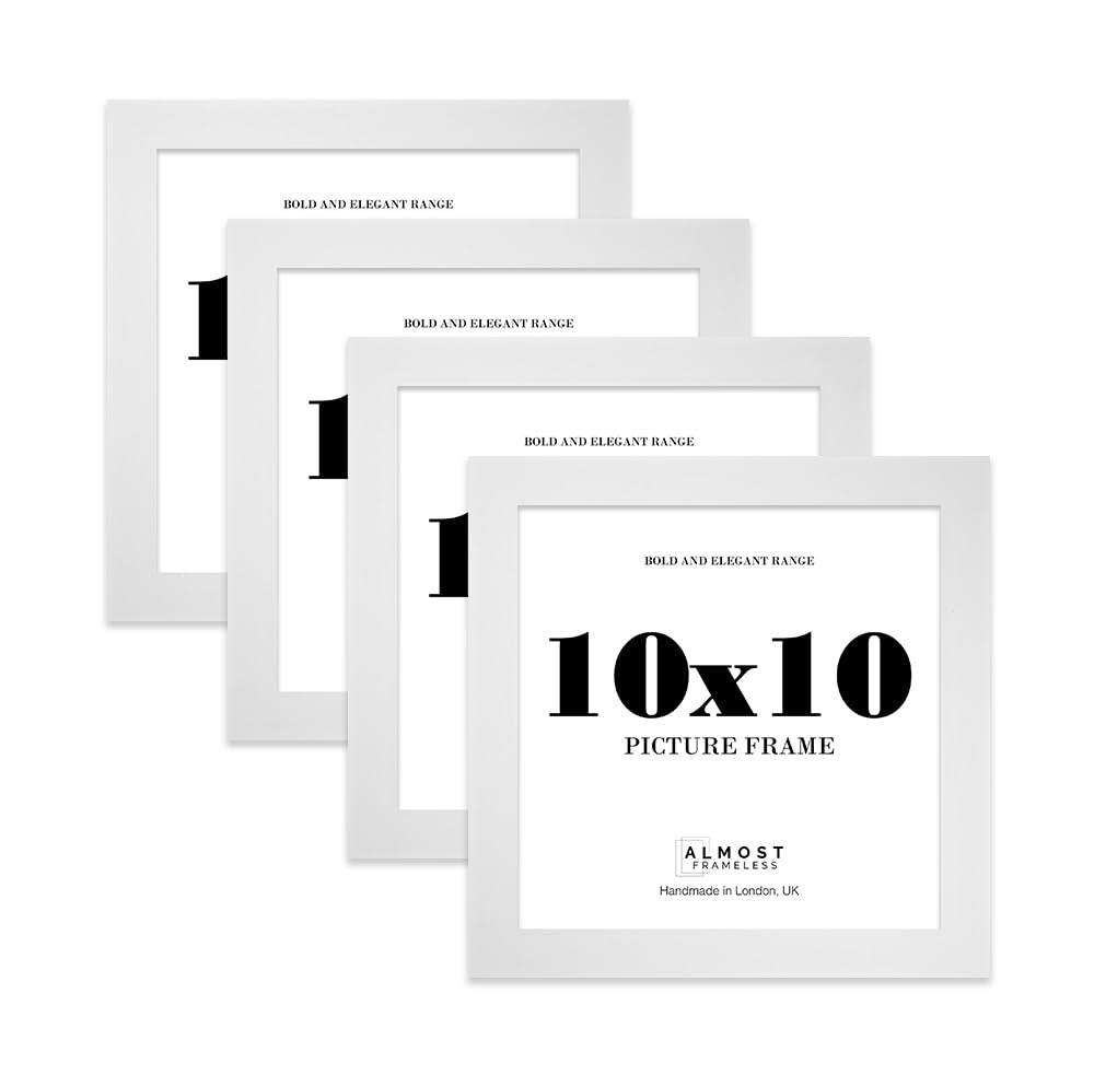 10x10 Photo Frame, Display 10x10" Pictures (22.9 x 15.2cm) Picture Frame for wall Display - White - 4 Pack