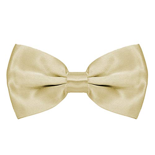 Image of MASADA bow tie beige - men's accessory in shiny-look, continuously adjustable, handmade with hook closure - 12 x 6 cm