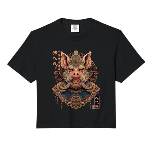 Pigsy Zhu Bajie Ancient Chinese Mythology Folklore Creature Comfort Colors Crop Top