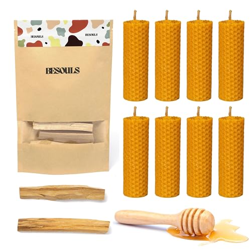 BESOULS 8 Velas de Miel de Abeja y 2 Palo Santo de REGALO | Ritual Mágico de Buena Suerte 11/22 +...