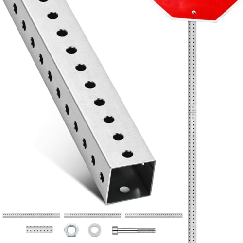12 ft H x 2 in W Square Sign Post with 7/16" Dia Mounting Holes