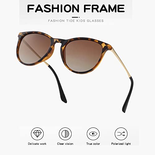 Kids Polarized Sunglasses Small Round Shades for Girls Boys 100% UV Protection for Children Age 3-92