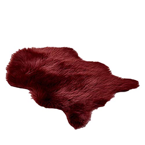GladiolusA Alfombra De Imitación De Piel,Artificial Alfombra, Excelente Piel Sintética De Calidad Alfombra,Adecuado Para Salón Dormitorio Baño Sofá Silla Cojín Vino rojo 60 * 90cm