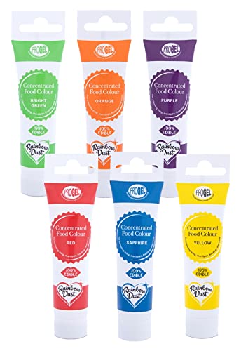 RAINBOW Dust ProGel Icing Colour Paste Gel Food Colouring Sugarcraft Set 6 Pack