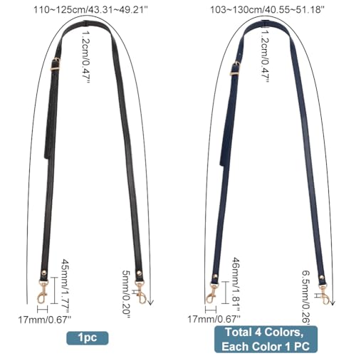 Image of PH PandaHall 5 Colors 1~1.3m Leather Shoulder Strap Replacement with Golden Buckles Adjustable PU Leather Strap Purse Strap Replacement for Clutches Extended Crossbody Bags Purses Briefcase