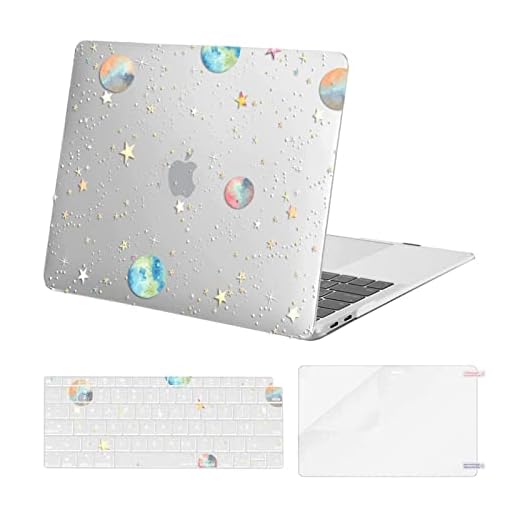 MOSISO Compatible with MacBook Air 13 inch Case 2022 2021 2020 2019 2018 Release A2337 M1 A2179 A1932 Retina Display Touch ID,Plastic Planets Stars Hard Case&Keyboard Skin&Screen Protector,Transparent
