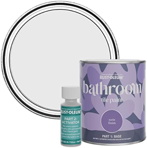 Rust-Oleum Grey Water-Resistant Bathroom Tile Paint in Satin Finish - Flint 750ml : Amazon.co.uk ...