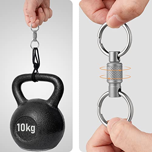 Titanium Quick Release Swivel Keychain,Fegve Pull Apart Detachable Keychain Heavy Duty Car Key Holder With 4 Stainless Steel Key Rings #TOP6